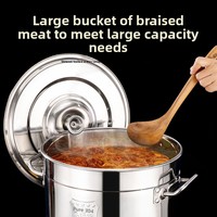 Casserole à soupe de grande capacité, épaisse, à double poignée, avec couvercle en acier inoxydable 201, spécifiquement conçue pour les cuisinières à induction commerciales de qualité alimentaire