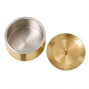 Reusable Brass Biryani Handi With Lid Hammered Gold Finish Stainless Steel Lining <b>Cookware</b> Pot For Stovetop Cooking - Product Image 1