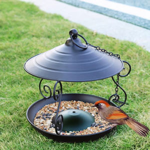 Mangeoire à oiseaux suspendue noire élégante, décoration de jardin en métal durable, attire divers oiseaux, idéale pour l'extérieur, pour tous les oiseaux - Product Image 3