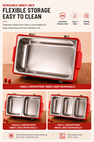 Ensemble de transport isotherme commercial en acier inoxydable et plastique pour livraison de plats chauds/froids – Conteneurs thermiques 3 et 4 pièces