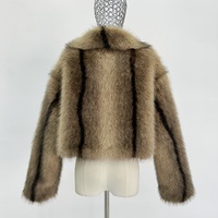 Veste en fausse fourrure à col cranté pour femme, taille personnalisée, effet ombré, courte et duveteuse, pour l'hiver