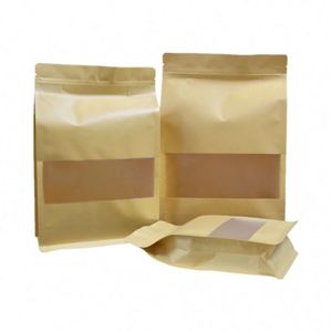 Sac en papier kraft brun avec fermeture éclair noire, écologique, 10x20cm, vente en gros, pack promotionnel - Product Image 1