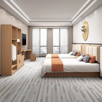 Maßgefertigtes 5-Sterne Luxus-Holzmöbel Minimalistisches Modernes Zimmer Doppelbett TV-Tisch Gepolstertes Rückenlehnenpaneel Komplettes Set Apartment