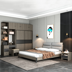 Conjunto de muebles modernos de MDF para Villa, Tatami gris, Hotel, dormitorio, Suite, cama con almacenamiento, mesita de noche, armario, escritorio, <span class=keywords><strong>2022</strong></span> - Product Image 2