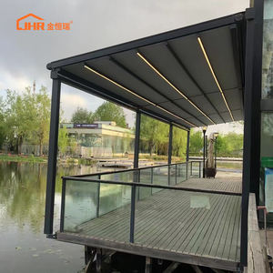 גלילה ממונעת נשלף שמש נשלפת גזה מרפסת חיצונית 4 מ 'פרגולה אלומיניום מודרני הזזה גוונים עבור מסעדות ברים - Product Image 2