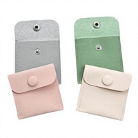 Pochette à bijoux carrée en velours avec fermeture à bouton-pression, logo personnalisé, dorure/argenture, microfibre écologique