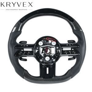 Volant en fibre de carbone 100% réelle + cuir Kryvex pour Mercedes-Benz GLC GLE450 C63 C450 E63 W213 A250 <span class=keywords><strong>AMG</strong></span> Sport etc. - Product Image 1