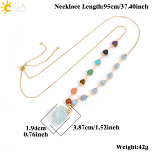 CSJA acciaio inossidabile <span class=keywords><strong>naturale</strong></span> irregolare grezzo ametista <span class=keywords><strong>acquamarina</strong></span> cristallo pietra ciondolo guarigione 7 Chakra <span class=keywords><strong>collana</strong></span> per le donne H175 - Product Image 6