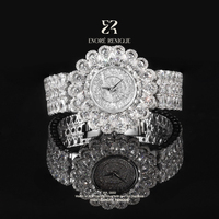 Montre de luxe en argent sterling 925 en forme de tournesol, avec cristal saphir, mouvement à quartz, et bijoux en moissanite VVS pour femme