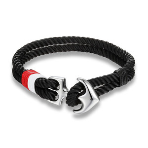 Silver Plated Anchor Hemp <b>Rope</b> <b>Bracelet</b> Unisex Adjustable Braided Classic Fashion Jewelry Gift For Men Women - Product Image 2