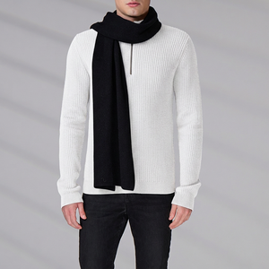 Knitwear Manufacturer Custom Winter Warm Unisex Classic Basic Outdoor Sweater Shawl <b>Wool</b> Long Ribbed Knit Scarf for Men - Product Image 1