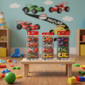 Set de 4 Autos de Carreras Retro de Metal Fundido a Presión, Escala 1:64, 30x12x5 cm, para Niños de 3+ Años - Product Image 3