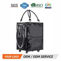 Sac de courses pliable personnalisable en non-tissé imperméable avec fermeture éclair, roulettes et poignée, réutilisable pour l'épicerie, le rangement et les voyages