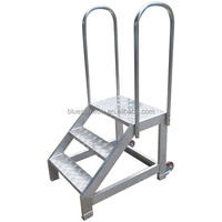 Escalier mobile en aluminium portable pour entrepôt, supermarché, bibliothèque, escalier à 3 marches avec roulettes, fabrication sur mesure