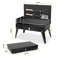 Ensemble de barbecue portable pliable pour le camping, barbecue familial pour le camping, barbecue extérieur en acier inoxydable, barbecue au charbon de bois