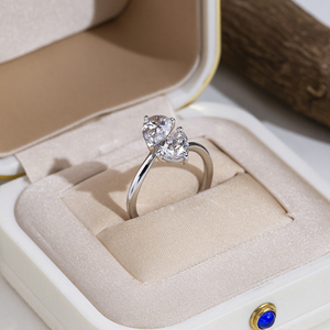 Bague de fiançailles Messi Jewelry MSR-2101 18k avec diamant de laboratoire taille poire - Product Image 2