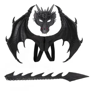 Vendita calda all'ingrosso di Halloween per bambini decorazione del partito Costume Dragon Wings Tail Mask Set Cosplay