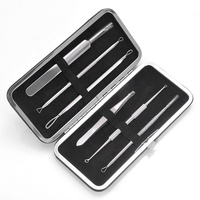 Kit professionnel de 6 pièces en acier inoxydable pour l'élimination des boutons - Ensemble d'aiguilles pour le traitement de l'acné et l'élimination des points noirs & outil d'extraction faciale