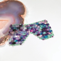 Masque pour les yeux en jade cristal Xiuyan naturel HY, masque facial personnalisé en fluorite arc-en-ciel, outil de soin de la peau pour massage rafraîchissant et anti-âge.