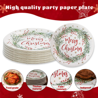 Assiettes en papier de Noël haut de gamme, jetables, design élégant, en matières premières, pour fêtes et événements, fournitures de table pour la maison