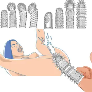 G noktası stimülasyon parmak kollu klitoris masajı seks oyuncakları eşcinsel Penis kollu seks gecikme kullanımlık prezervatif