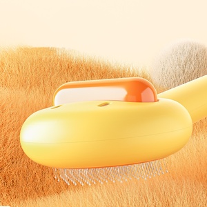 Peine de masaje para mascotas con diseño de pato amarillo y gato de dibujos animados, elimina el pelo suelto con un solo clic, para perros y gatos - Product Image 6