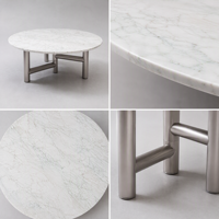 Maßgefertigter Moderner Runder Esstisch aus Natürlichem Royal-Jade-Marmor mit Silber Galvanisiertem Edelstahlrahmen für Zuhause, Hotel, Villa