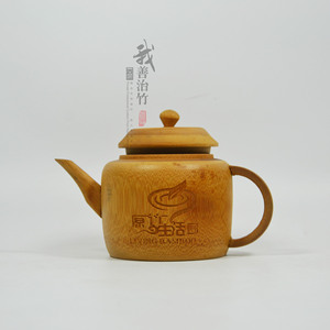 Carbonized Bamboo Teapot And Cup Set Cylinder Coffee Brown With Lid For Gongfu Tea Presents - Product Image 3