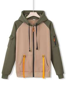 Sudadera con capucha de doble cremallera para hombre de fabricación personalizada de alta calidad, chaqueta recubierta de manga larga con cremallera, diamantes de imitación de gran tamaño - Product Image 2