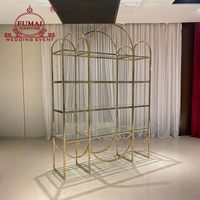 Supports d'affichage Offre Spéciale de stockage de décoration de casier à vin en métal de dessus en verre