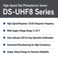 Capteur photoélectrique à fente haute vitesse DS-UHF81, temps de réponse de 1 ms, alimentation 5-24 V, indicateur LED, IP65, NPN/PNP, utilisation extérieure, conception robuste