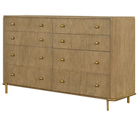 Commode rectangulaire moderne en chêne massif à 6 tiroirs avec panneau MDF pour rangement de chambre