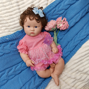 Poupées chinoises compactes en silicone, exquises, avec cheveux bouclés implantés à la main, 18 pouces, pour bébés filles, jouets de poupées aux détails anatomiques réalistes - Product Image 1