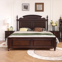 Massivholz-Bettgestell Vintage Massivholzbett Kingsize-Bett Holz-Doppelbett Modernes Holzbettgestell Holzbett-Set