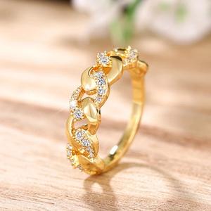 Anillo Q634 de Oro Sólido de 18K con Diamantes Redondos de Corte Brillante y Engaste Pavé, Joyería Fina Unisex para Uso Diario - Product Image 6