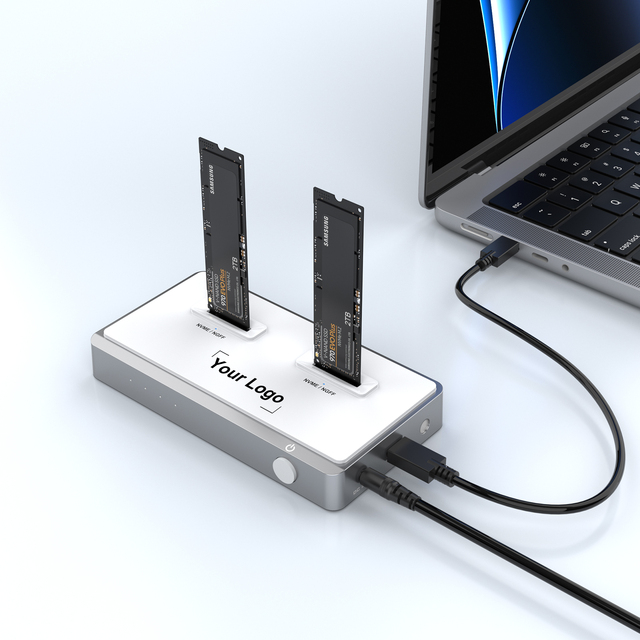 Dual Bay Dual Protocol 10Gbps M.2 NVMe SATA SSD Enclosures 2TB Capacity Aluminum & PC Case Type C Interface USB External Access