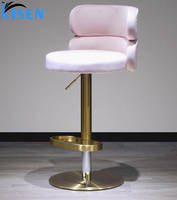 Kisen Wholesale Gold Lifting Barbershop Furniture Salon Fiberglass Cotton Stool Bar Chair Salon en promotion