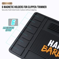 Tapis antidérapant professionnel Happy Barber pour outils de coiffure, tapis de rangement pour outils de coiffure avec 6 aimants puissants, tapis magnétique avec logo personnalisé