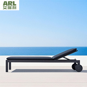 Tumbonas con ruedas de madera de teca modernas piscina de hotel de lujo para uso comercial al aire libre - Product Image 6
