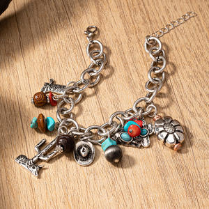 2025 Vintage Percy <span class=keywords><strong>Jackson</strong></span> Design alliage Bracelet perlé lien chaîne avec Turquoise pierre principale cadeau pour dames femmes hommes - Product Image 4