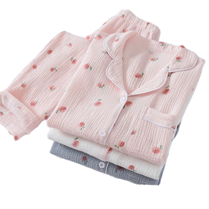 Set di <span class=keywords><strong>pigiama</strong></span> da <span class=keywords><strong>donna</strong></span> con stampa e grazioso <span class=keywords><strong>pigiama</strong></span> di <span class=keywords><strong>cotone</strong></span> lungo 2 pz con <span class=keywords><strong>bottoni</strong></span> e indumenti da notte Set da <span class=keywords><strong>donna</strong></span> - Product Image 5