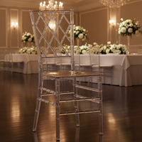 Chaise de réception transparente en résine plastique acrylique incassable pour événements, fêtes, banquets, mariage, vente en gros, fabrication d'usine, pour location