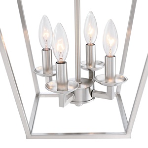 4-<strong>Light</strong> Indoor Hanging <strong>Brushed</strong> <strong>Nickel</strong> Farmhouse Chandelier Metal Cage Adjustable Height Pendant Lamp Kitchen <strong>Island</strong> Dining Room - Product Image 6