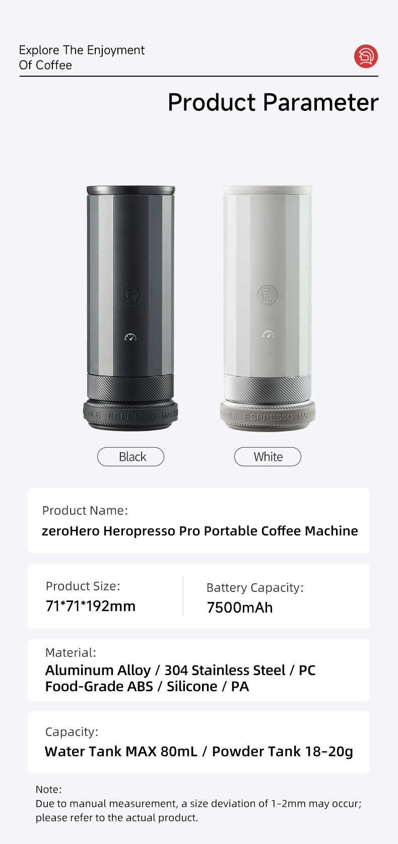 【zerohero】 Heropresso Proポータブルエスプレッソマシン Home Cafe / 【即納】【1年保証】【zerohero】 Heropresso Pro
