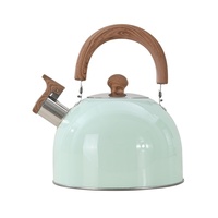 Bouilloire à sifflet en acier inoxydable 201 de 2,5 litres, nouvelle cuisinière à induction transfrontalière, universelle, au gaz et au charbon, vert clair, avec couvercle