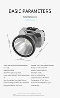 Type-C LED phares rechargeables haute puissance phare extérieur étanche Angles réglables en continu chasse Fishing-IP65 de plongée