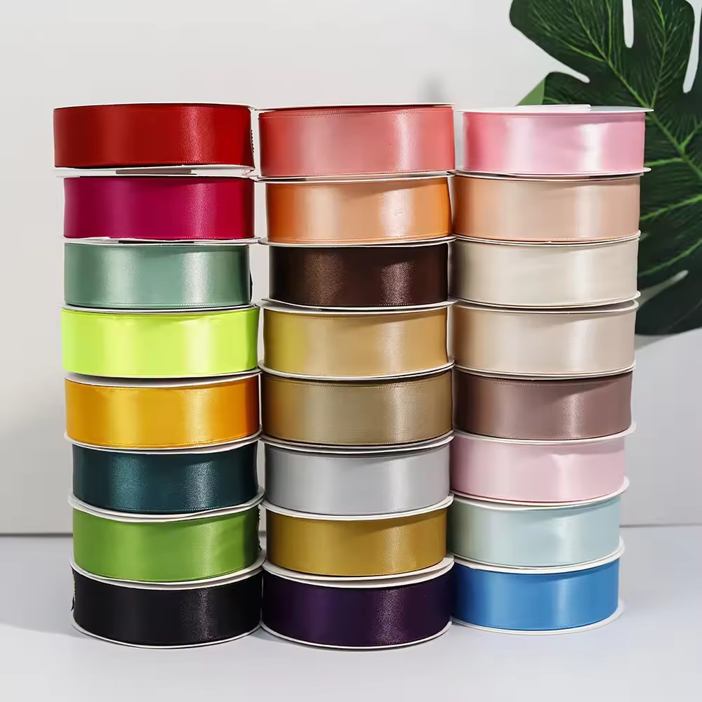 Custom Logo 196-Color Satin Ribbon Gift Wrap Roll 100% Polyester 38mm Double Face Eco-Friendly for Christmas
