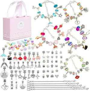 Cartoon Girl Children Wholesale Adjustable Designer Crystal Beads Diy Slider Jewelry Set Charm Bracelet Making Kit