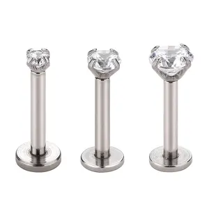 16G 6mm/8mm bar 2/3/4mm Cubic Zirconia CZ 316L phẫu thuật thép không gỉ Tai sụn tragus Studs Bông tai môi labret xuyên