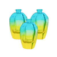 Flacon de parfum en verre vide de luxe irrégulier 50ml 100ml, vaporisateur unique personnalisable avec gravure givrée, dégradé, boîte couleur personnalisée